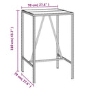 vidaXL fekete polyrattan üveglapos bárasztal 70 x 70 x 110 cm