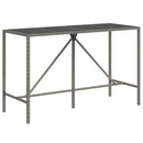 vidaXL szürke polyrattan üveglapos bárasztal 180 x 70 x 110 cm