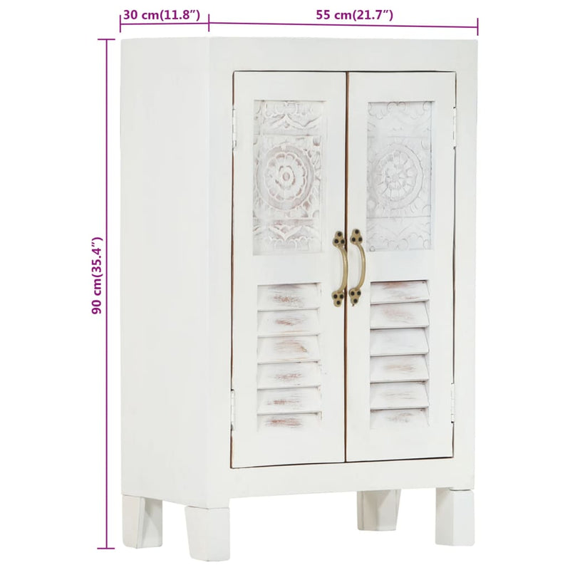 vidaXL fehér tömör akácfa tálalószekrény 55x30x90 cm