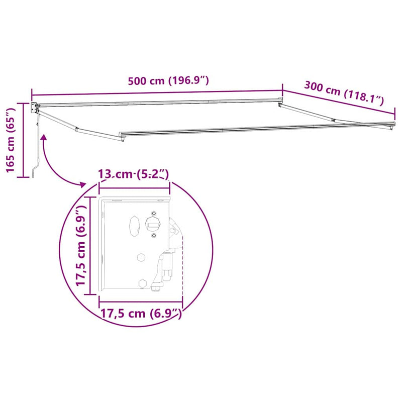 vidaXL Napernyő Fehér 5 x 3 m Fém