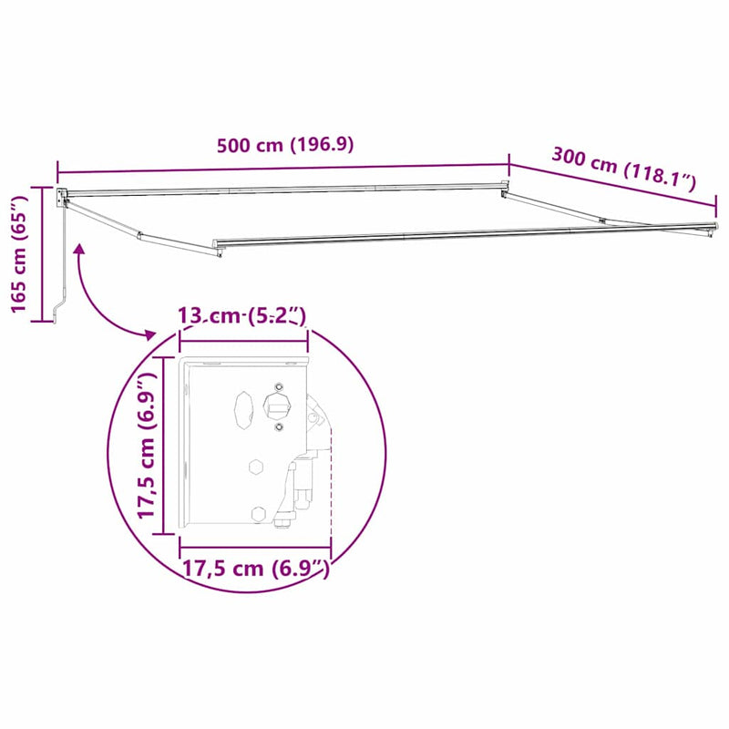 vidaXL Napernyő Antracit 5 x 3 m Fém