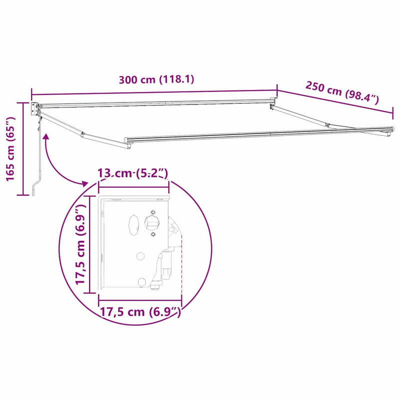 vidaXL Napernyő Antracit 3 x 2,5 m Fém