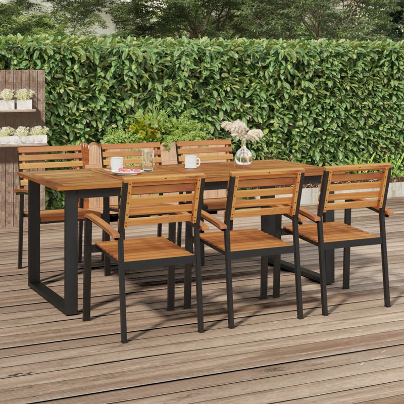vidaXL tömör akácfa kerti asztal U-alakú lábakkal 200 x 90 x 75 cm