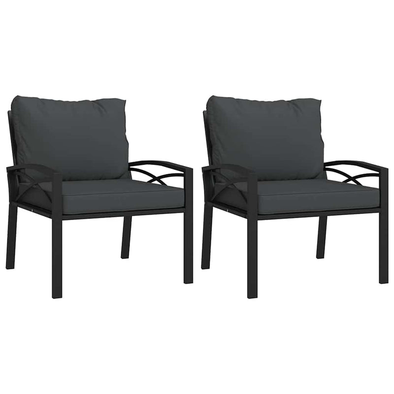 vidaXL 2 db acél kerti szék szürke párnákkal 68 x 76 x 79 cm