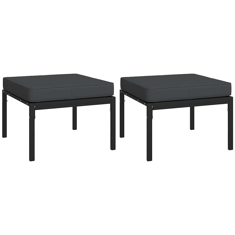 vidaXL 2 db acél kerti lábtartó szürke párnákkal 60 x 60 x 35 cm