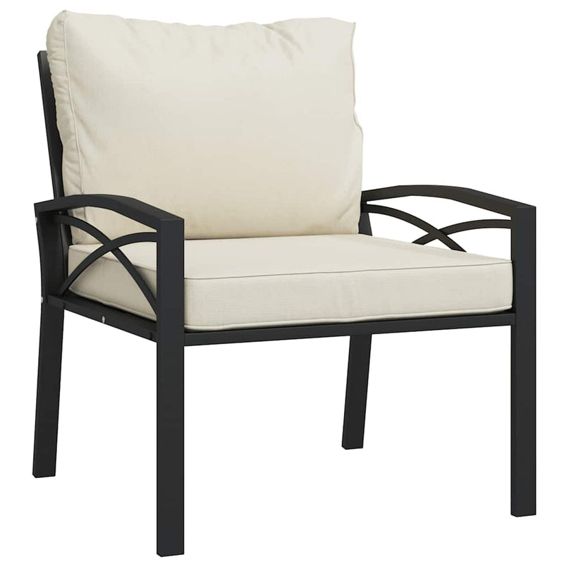 vidaXL 2 db acél kerti szék homokszínű párnákkal 68 x 76 x 79 cm
