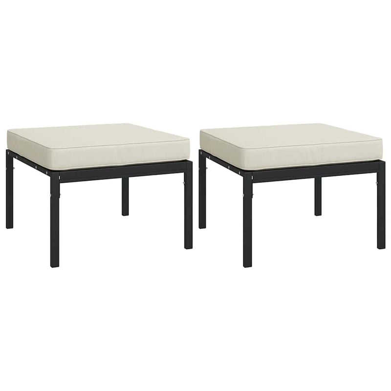 vidaXL 2 db acél kerti lábtartó homokszínű párnával 60 x 60 x 35 cm