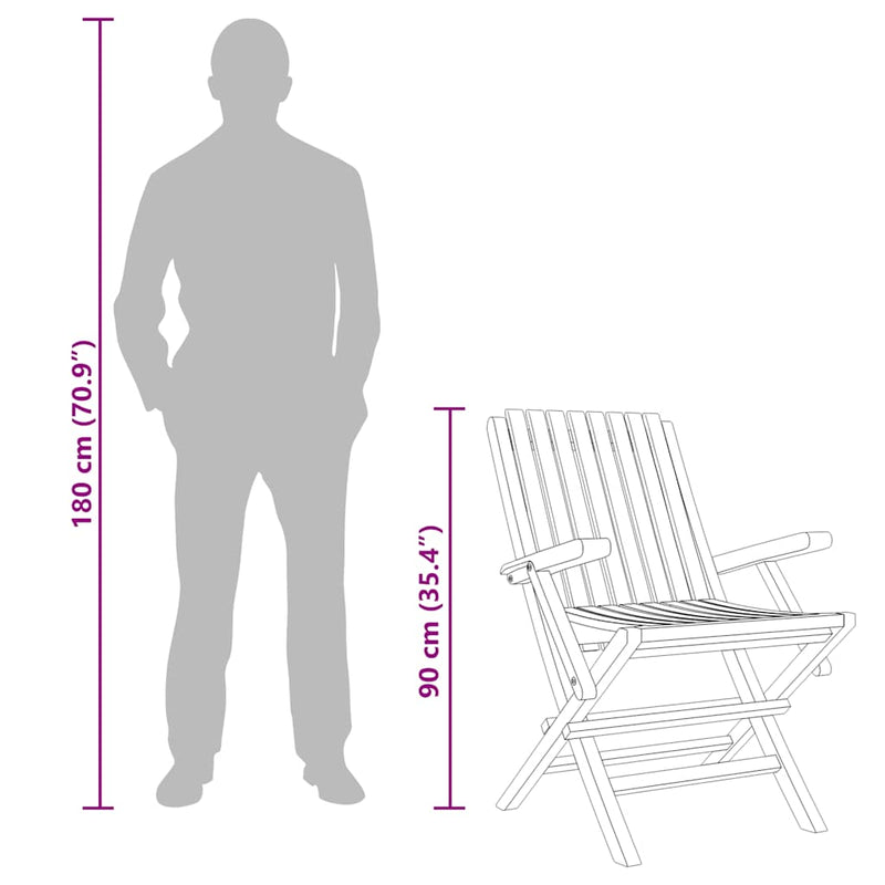 vidaXL 2 db tömör tíkfa összecsukható kerti szék 61 x 67 x 90 cm