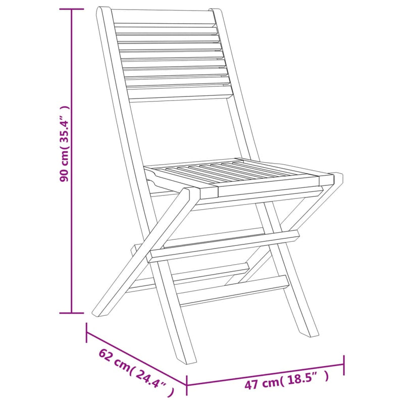 vidaXL 2 db tömör tíkfa összecsukható kerti szék 47 x 62 x 90 cm