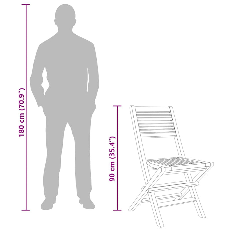 vidaXL 2 db tömör tíkfa összecsukható kerti szék 47 x 62 x 90 cm