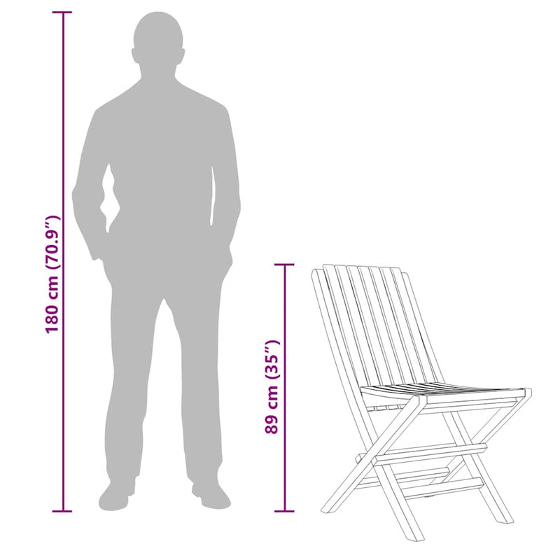 vidaXL 4 db tömör tíkfa összecsukható kerti szék 47 x 47 x 89 cm
