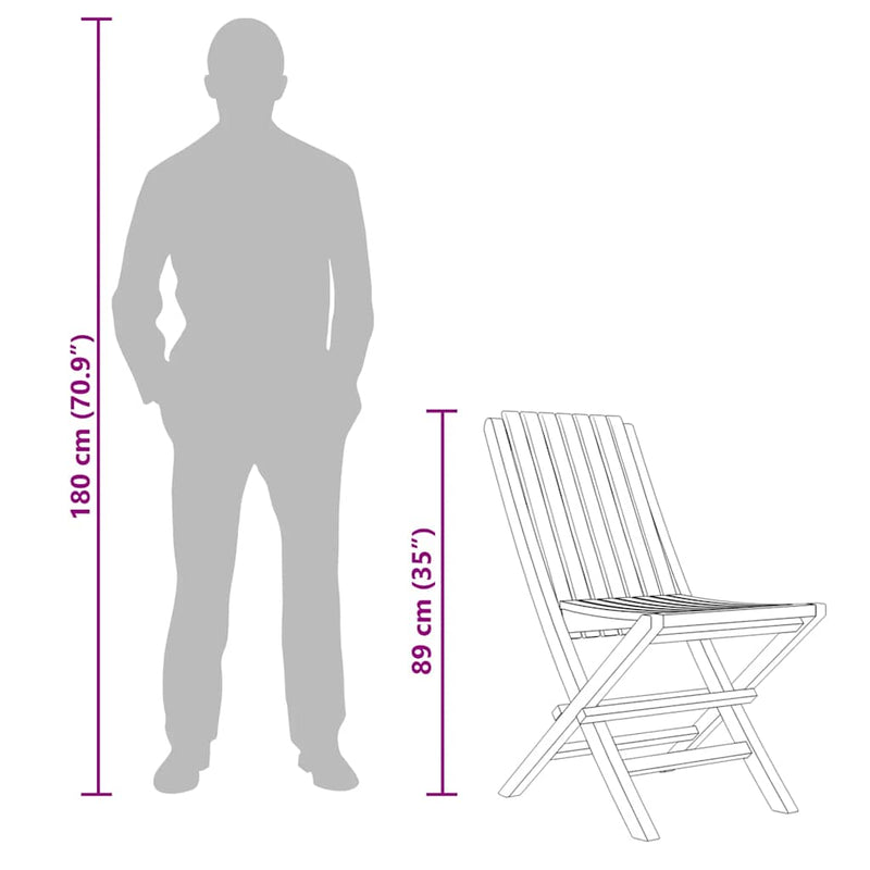 vidaXL 6 db összecsukható tömör tíkfa kerti szék 47 x 47 x 89 cm