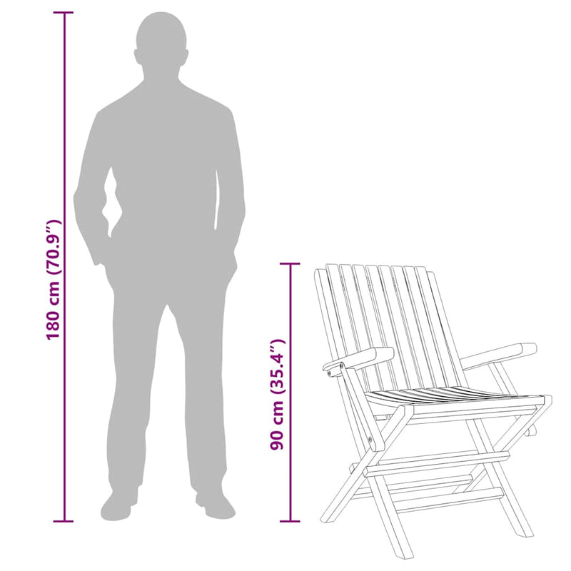 vidaXL 4 db tömör tíkfa összecsukható kerti szék 61 x 67 x 90 cm