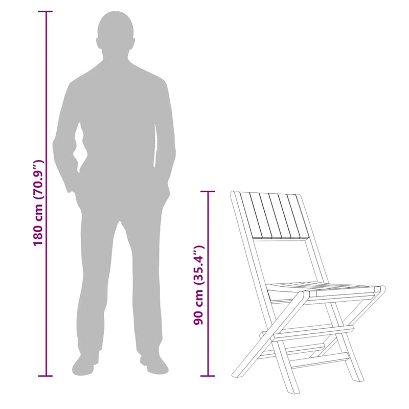 vidaXL 6 db tömör tíkfa összecsukható kerti szék 47 x 61 x 90 cm