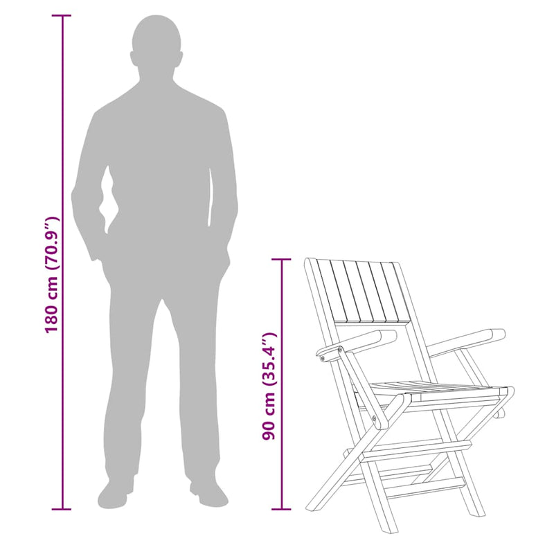 vidaXL 4 db tömör tíkfa összecsukható kerti szék 55 x 61 x 90 cm