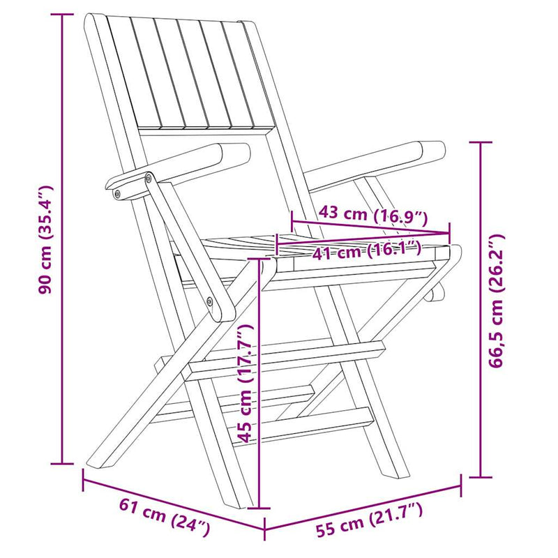 vidaXL 8 db tömör tíkfa összecsukható kerti szék 55 x 61 x 90 cm