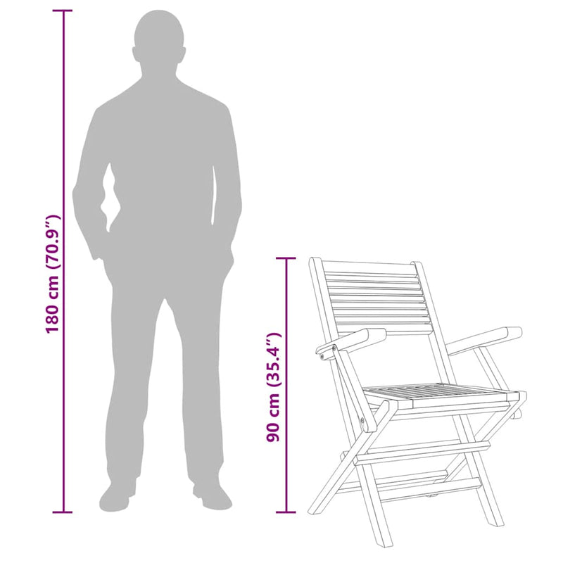 vidaXL 4 db tömör tíkfa összecsukható kerti szék 55 x 62 x 90 cm