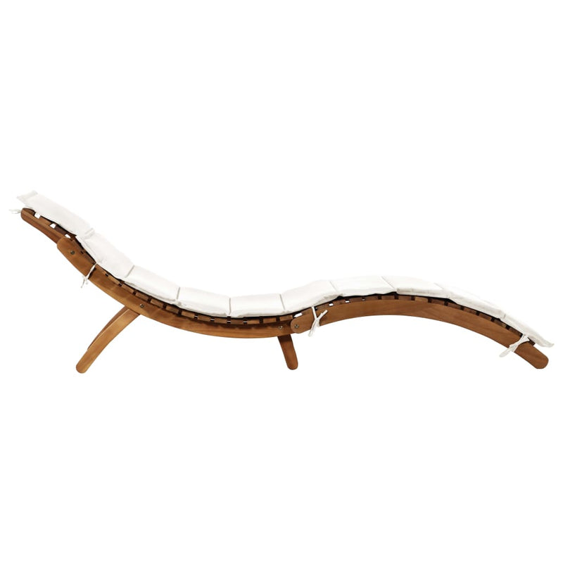 vidaXL 2 db krémfehér tömör akácfa napozóágy párnával