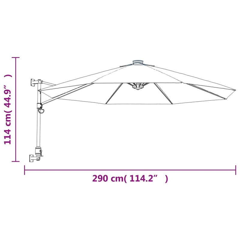 vidaXL sárga LED-es falra szerelhető napernyő 290 cm