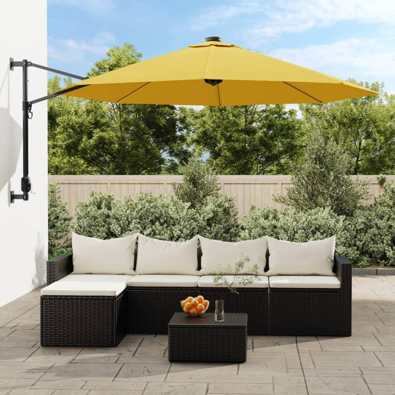 vidaXL sárga LED-es falra szerelhető napernyő 290 cm