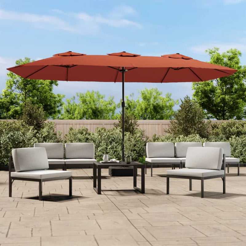 vidaXL terrakotta dupla tetős napernyő 449 x 265 cm