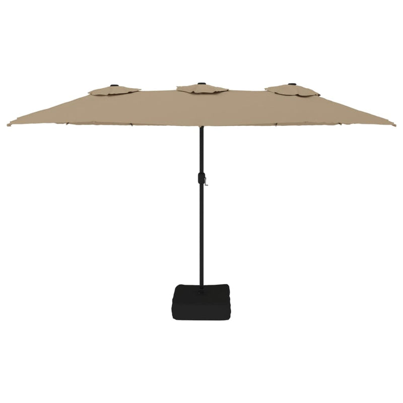 vidaXL tópszínű dupla tetős napernyő LED-ekkel 449 x 265 cm