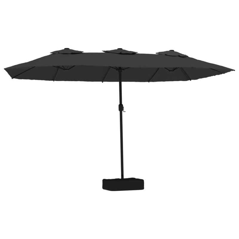 vidaXL fekete dupla tetős napernyő LED-ekkel 449x265 cm