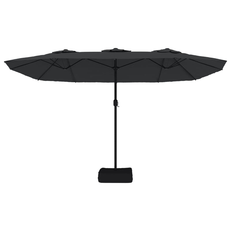 vidaXL fekete dupla tetős napernyő LED-ekkel 449x265 cm