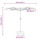 vidaXL homokfehér dupla tetős napernyő 316x145 cm