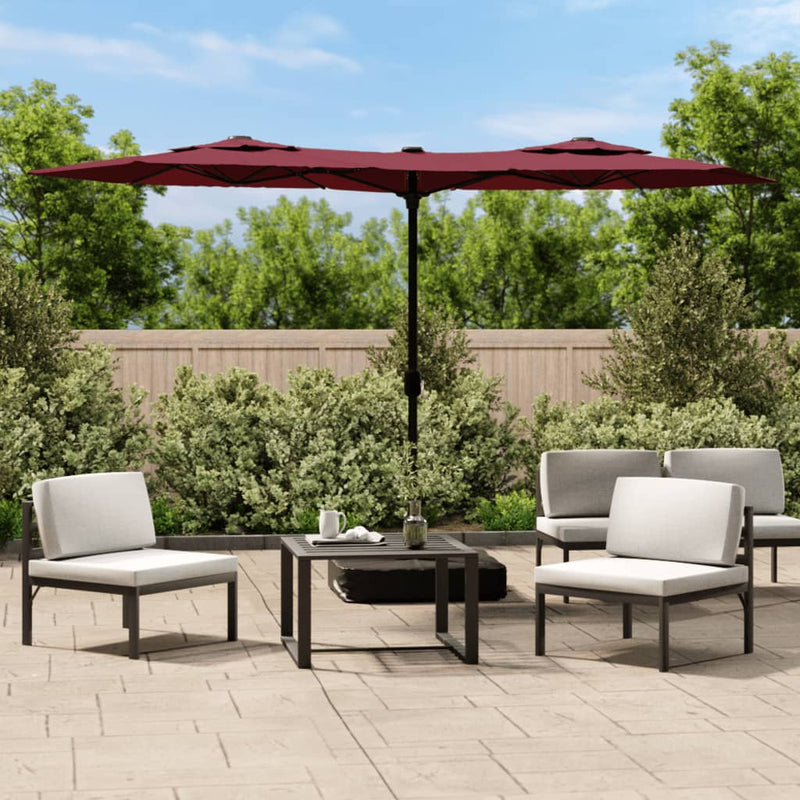 vidaXL bordó dupla tetős napernyő 316x145 cm
