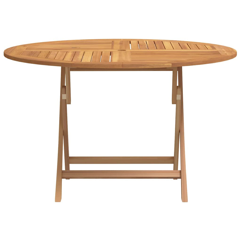 vidaXL tömör tíkfa összecsukható kerti asztal Ø 110 x 75 cm