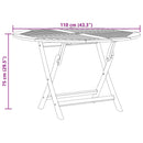 vidaXL tömör tíkfa összecsukható kerti asztal Ø 110 x 75 cm