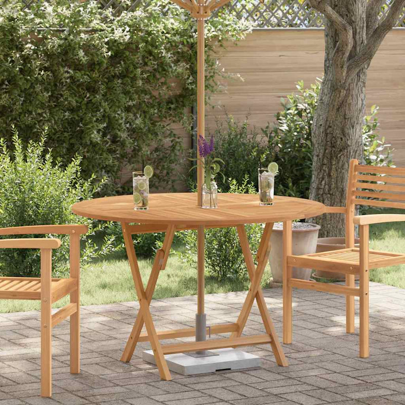 vidaXL tömör tíkfa összecsukható kerti asztal Ø 110 x 75 cm