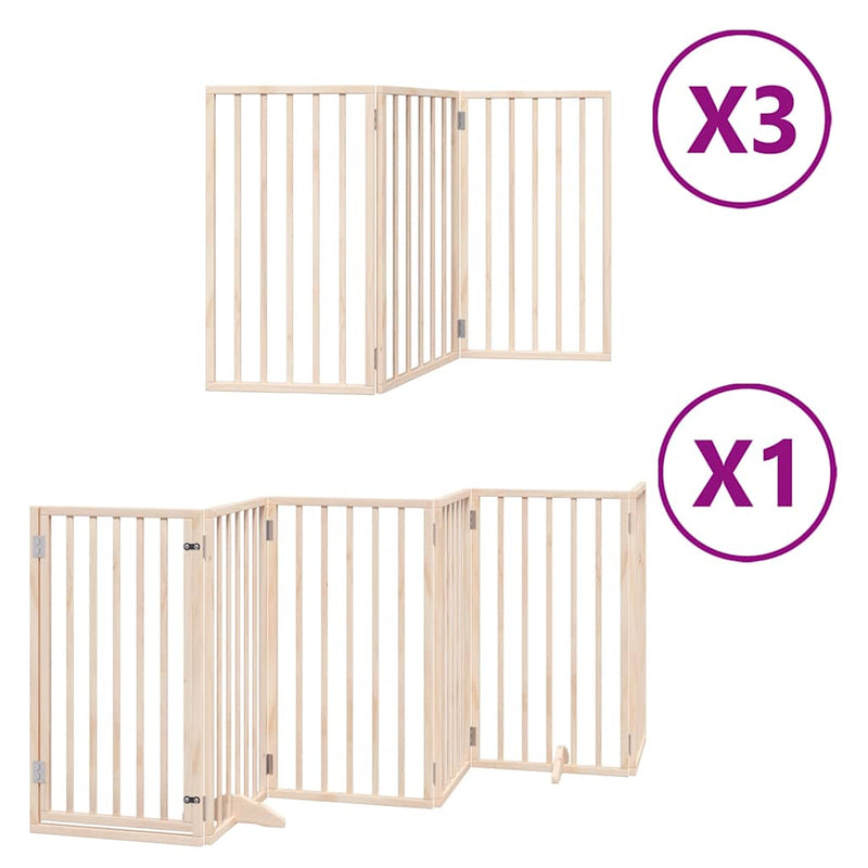 vidaXL nyárfa 15 paneles összecsukható kutyakapu ajtóval 750 cm