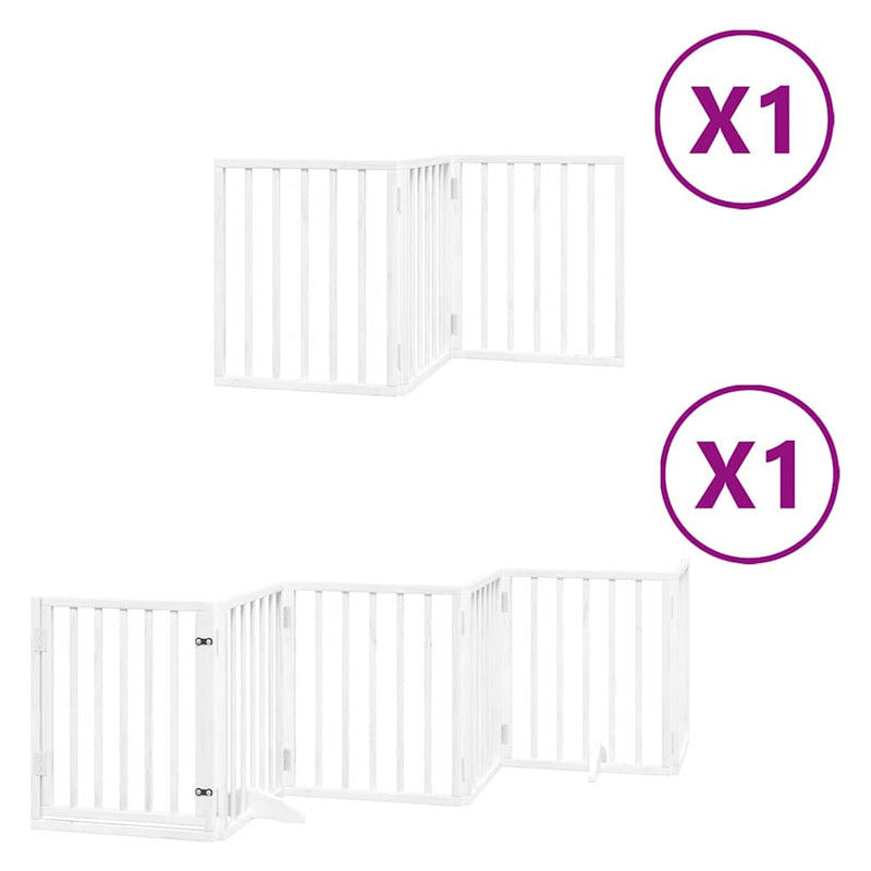 vidaXL fehér nyárfa 9 paneles összecsukható kutyakapu ajtóval 450 cm