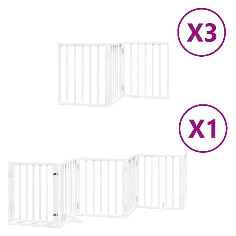 vidaXL fehér nyárfa 15 paneles összecsukható kutyakapu ajtóval 750 cm