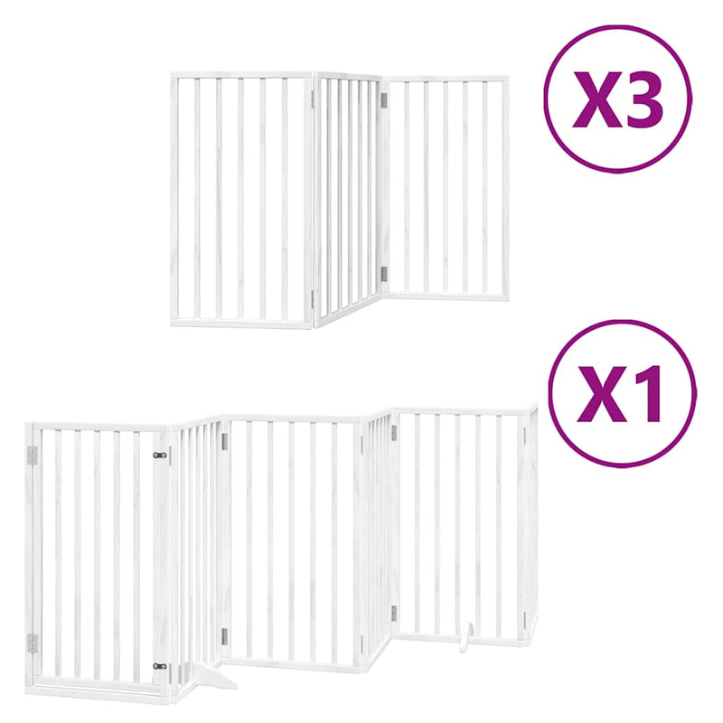 vidaXL fehér nyárfa 15 paneles összecsukható kutyakapu ajtóval 750 cm