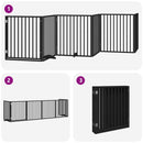vidaXL fekete nyárfa 6 paneles összecsukható kutyakapu ajtóval 480 cm