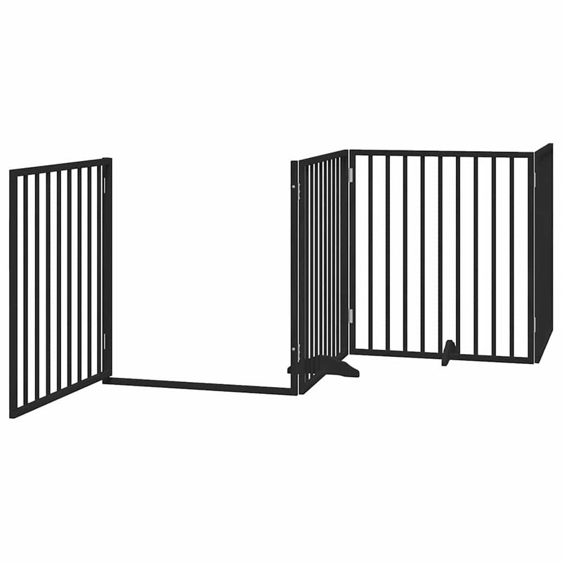 vidaXL fekete nyárfa 12 paneles összecsukható kutyakapu ajtóval 960 cm