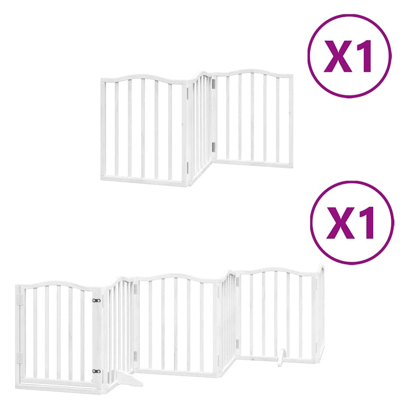 vidaXL fehér nyárfa 9 paneles összecsukható kutyakapu ajtóval 450 cm