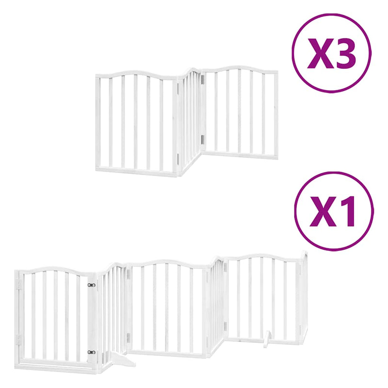 vidaXL fehér nyárfa 15 paneles összecsukható kutyakapu ajtóval 750 cm