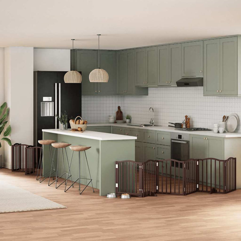 vidaXL barna nyárfa 12 paneles összecsukható kutyakapu ajtóval 600 cm