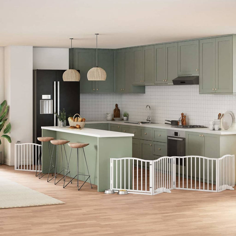 vidaXL fehér nyárfa 6 paneles összecsukható kutyakapu ajtóval 480 cm