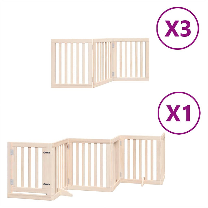 vidaXL nyárfa 15 paneles összecsukható kutyakapu ajtóval 750 cm