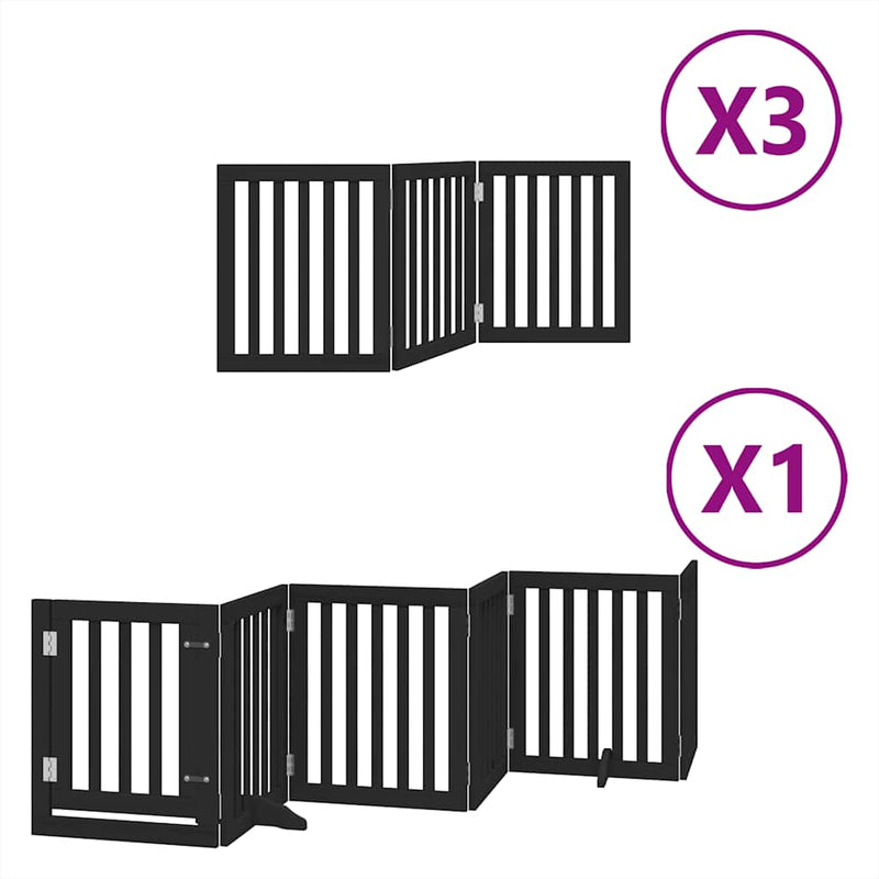 vidaXL fekete nyárfa 15 paneles összecsukható kutyakapu ajtóval 750 cm