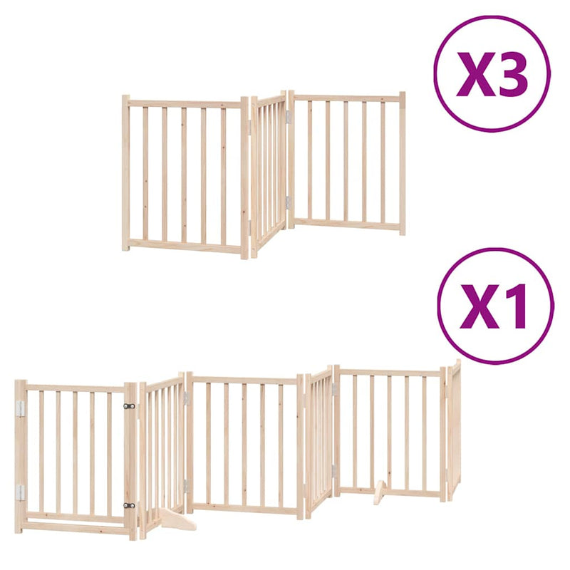 vidaXL nyárfa 15 paneles összecsukható kutyakapu ajtóval 750 cm