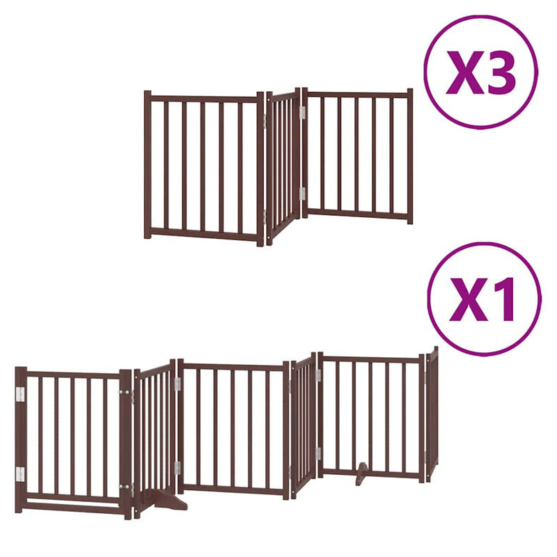 vidaXL barna nyárfa 15 paneles összecsukható kutyakapu ajtóval 750 cm