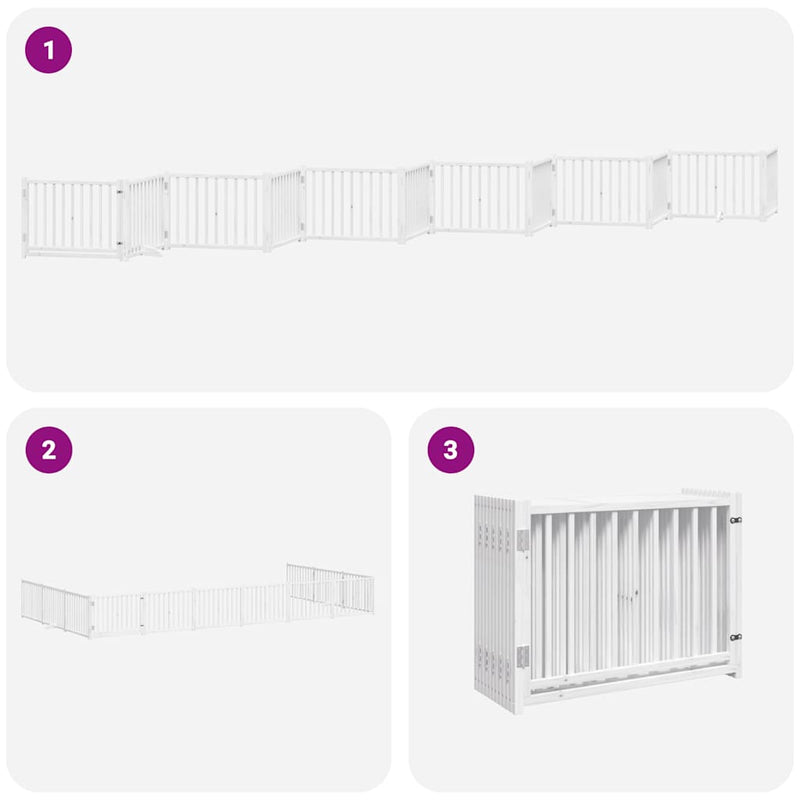 vidaXL fehér nyárfa 12 paneles összecsukható kutyakapu ajtóval 960 cm