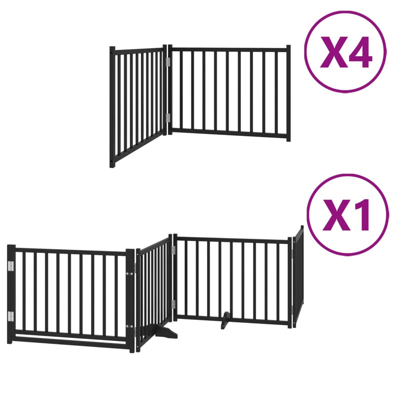 vidaXL fekete nyárfa 12 paneles összecsukható kutyakapu ajtóval 960 cm