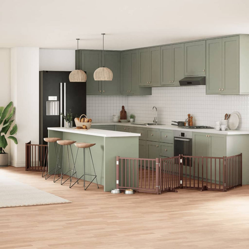 vidaXL barna nyárfa 8 paneles összecsukható kutyakapu ajtóval 640 cm